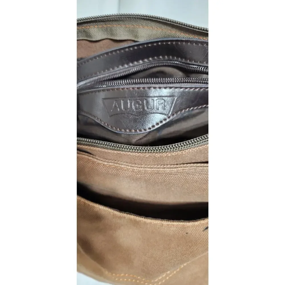 Augur Messenger Bag Canvas Shoulder Crossbody Brown‎